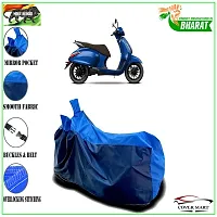 COVER MART- Motorcycle Bike Cover Compatible for Bajaj New Chetak Water Resistance Dustproof UV Protection Indor Outdor Parking with All Varients Full Body (Nevy and Blue Color)-thumb1