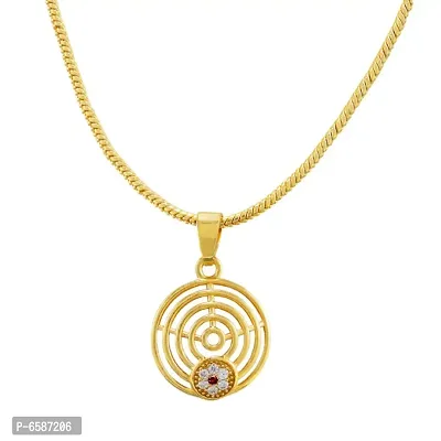 Stylish Gold Plated Pendant with Chain Daily use for Men Womens Girls-thumb0