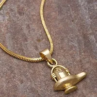 Stylish Gold Plated Pendant With Chain For Men Women-thumb1