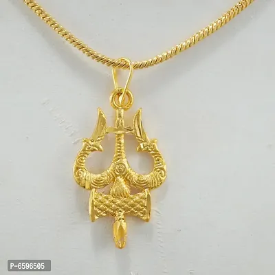 Stylish Gold Plated Pendant With Chain For Men Women-thumb3