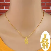 Radha Krishna Gold Plated Pendant With Chain For Men Women-thumb1