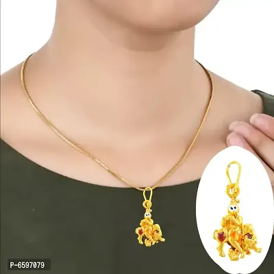 Gold Plated Pendant With Chain For Men Women-thumb0