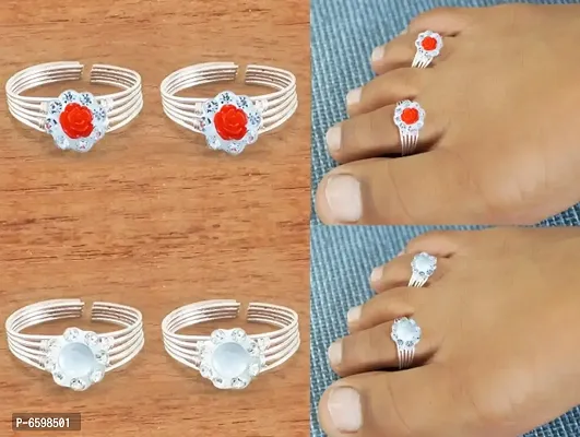 German Silver Toe Ring For Women (2 Pair Combos)-thumb0
