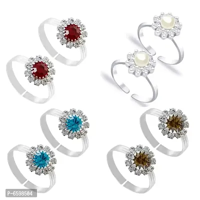 German Silver Toe Ring For Women (4 Pair Combos)