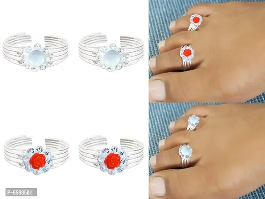 German Silver Toe Ring For Women (2 Pair Combos)-thumb2