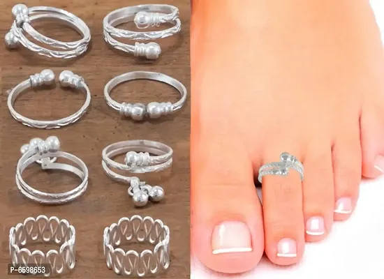 German Silver Toe Ring For Women (4 Pair Combos)-thumb0