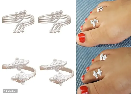 Traditional Adjustable Toe Ring For Girls / Women 2 Pair-thumb3