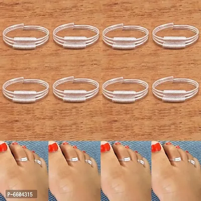 German Silver beautiful Women Toe Ring (4 Pair Combo)-thumb4