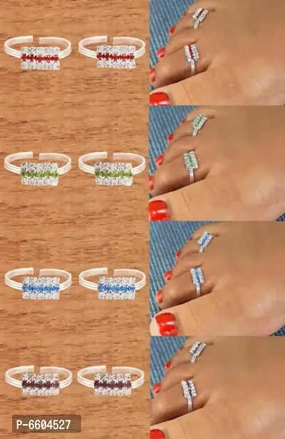 Adjustable Ethnic Women Toe Rings (4 Pairs)-thumb3