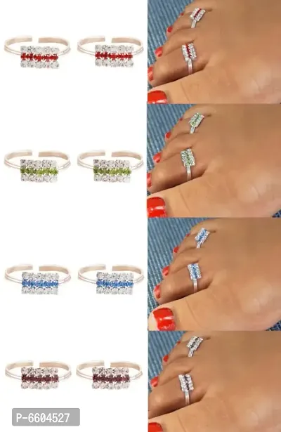 Adjustable Ethnic Women Toe Rings (4 Pairs)-thumb5