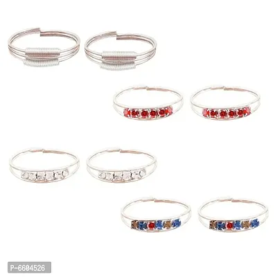 Adjustable Ethnic Women Toe Rings (4 Pairs)-thumb2