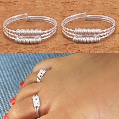 Combo Of 2 Traditional German Silver Women Toe Ring