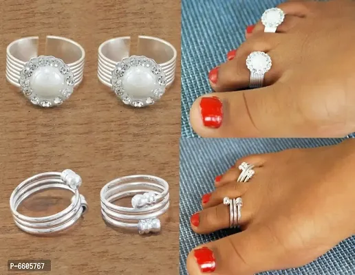Ethnic Adjustable Toe Ring For Women (2 Pairs)