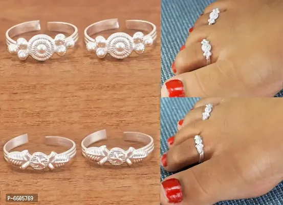 Ethnic Adjustable Toe Ring For Women (2 Pairs)-thumb0