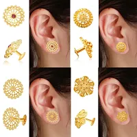 Traditional Gold Plated Screw Back Stud Earring For Women-thumb1