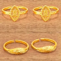 Adjustable Gold Plated Toe Ring For Women (2 Pairs Combos)-thumb1