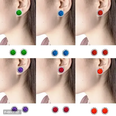 Stylish Stud Earrings For Women 6 Pair-thumb0