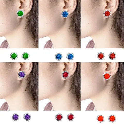Stylish Stud Earrings For Women 6 Pair