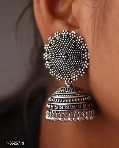 Handmade Silver Plated Jhumka Jhumki Earrings-thumb2
