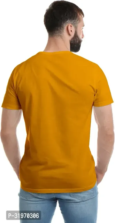 Reliable Yellow Cotton Printed Round Neck Tshirt For Men-thumb2