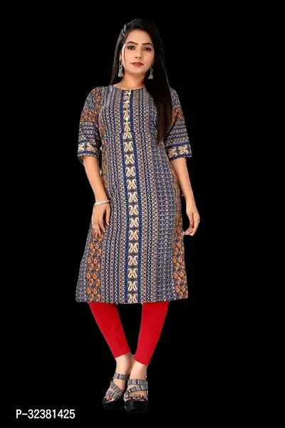 Stylish Blue Crepe Stitched Kurta For Women