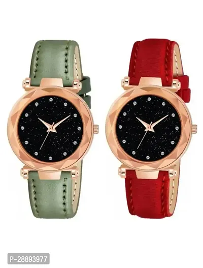 Vtrack  Stylish Analog Watch For Women Multicoloured Pack Of 2-thumb0