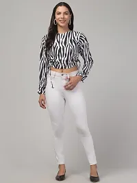 Stylish Multicoloured Crepe Printed Crop Top For Women-thumb2