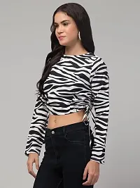 Stylish Black Crepe Printed Crop Top For Women-thumb2