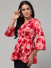 Stylish Pink Crepe Printed Top For Women-thumb2