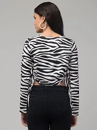 Stylish Black Crepe Printed Crop Top For Women-thumb1