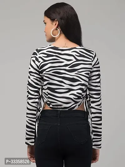 Stylish Black Crepe Printed Crop Top For Women-thumb2