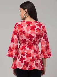 Stylish Pink Crepe Printed Top For Women-thumb1