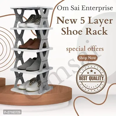 Om Sai Enterprise Plastic 5 Layer shoes rack Stackable Shoes Shelf Space-Saving Shoes Storage  Organizer Shoe Cabinets Bathroom Racks Closet Organizer Layer-thumb0