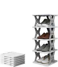 Om Sai Enterprise Plastic 5 Layer shoes rack Stackable Shoes Shelf Space-Saving Shoes Storage  Organizer Shoe Cabinets Bathroom Racks Closet Organizer Layer-thumb1