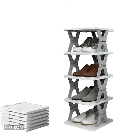 Om Sai Enterprise Plastic 5 Layer shoes rack Stackable Shoes Shelf Space-Saving Shoes Storage  Organizer Shoe Cabinets Bathroom Racks Closet Organizer Layer-thumb2