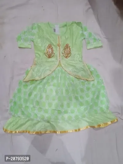 Stylish Green Cotton Frocks For Girl