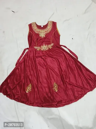 Stylish Red Cotton Frocks For Girl