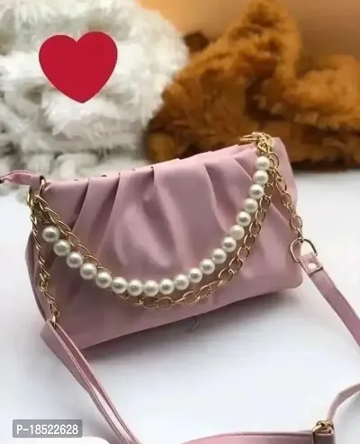 Stylish Women Sling bag with pearl Strap.-thumb0
