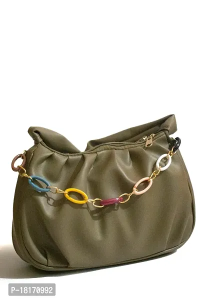 Stylish Green Artificial Leather Sling Bags For Women