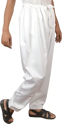 Classic White Cotton Solid Pyjama For Men-thumb1