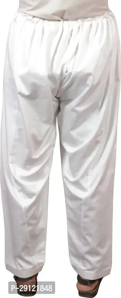 Classic White Cotton Solid Pyjama For Men-thumb3