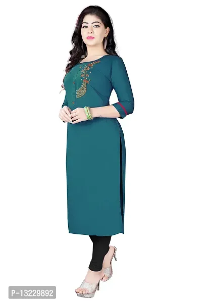 Women's Regular Rayon Kurti (Rama Dark_2XL)-thumb3