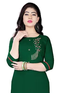 Women's Rayon Regular Long Fit Kurtis (Green Dark, XX-Large)-thumb1