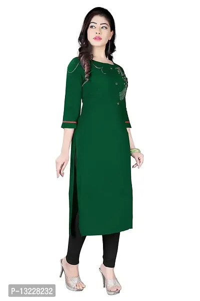 Women's Rayon Regular Long Fit Kurtis (Green Dark, XX-Large)-thumb4