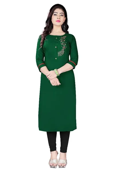 Women's Rayon Handwork Long Fit Fancy Kurtis