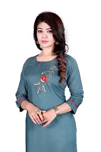 Women's Rayon Handwork Long Fancy Kurtis-thumb1