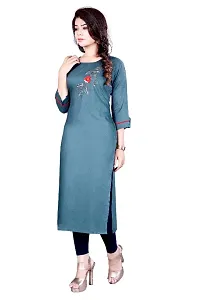 Women's Rayon Handwork Long Fancy Kurtis-thumb2