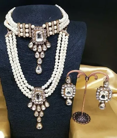 Elegant Designer Multi Layered Kundan Pearl Set