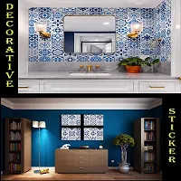 Designer Blue Foral Vinyl Wall Stickers Waterproof Wallpaper 200 x 60 cm (2 meter)-thumb2