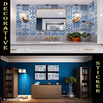 Designer Blue Foral Vinyl Wall Stickers Waterproof Wallpaper 200 x 60 cm (2 meter)-thumb3